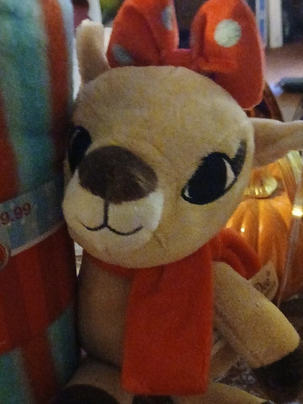 Rudolph Plush & Striped Clarice Blanket - Red and Light Blue